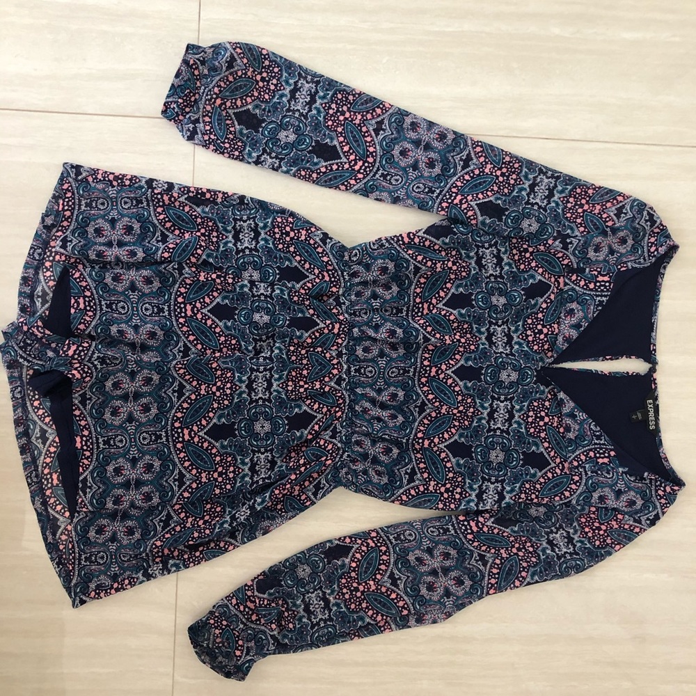 Floral/tribal Patterned Sheer Romper